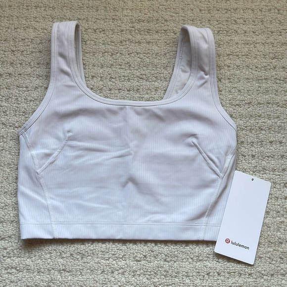 Lululemon Wunder Train Ribbed Tank Top Medium Support B/C Cup Light Vapor Size 6 - Picture 2 of 8